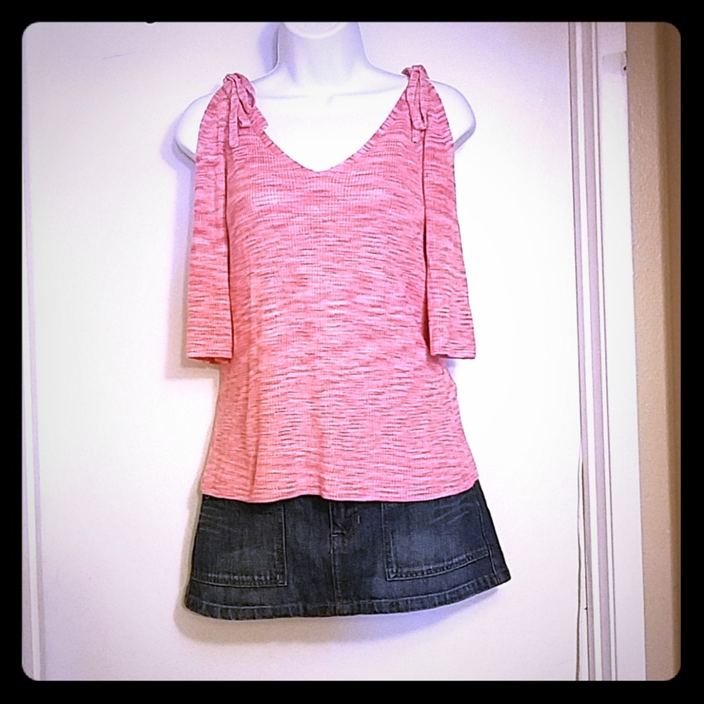 Tommy Hilfiger open shoulder pink top.